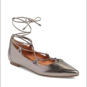 Metallic Lace Up Ballet Flat